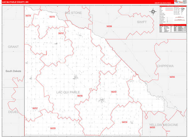 Lac qui Parle County, MN Zip Code Map